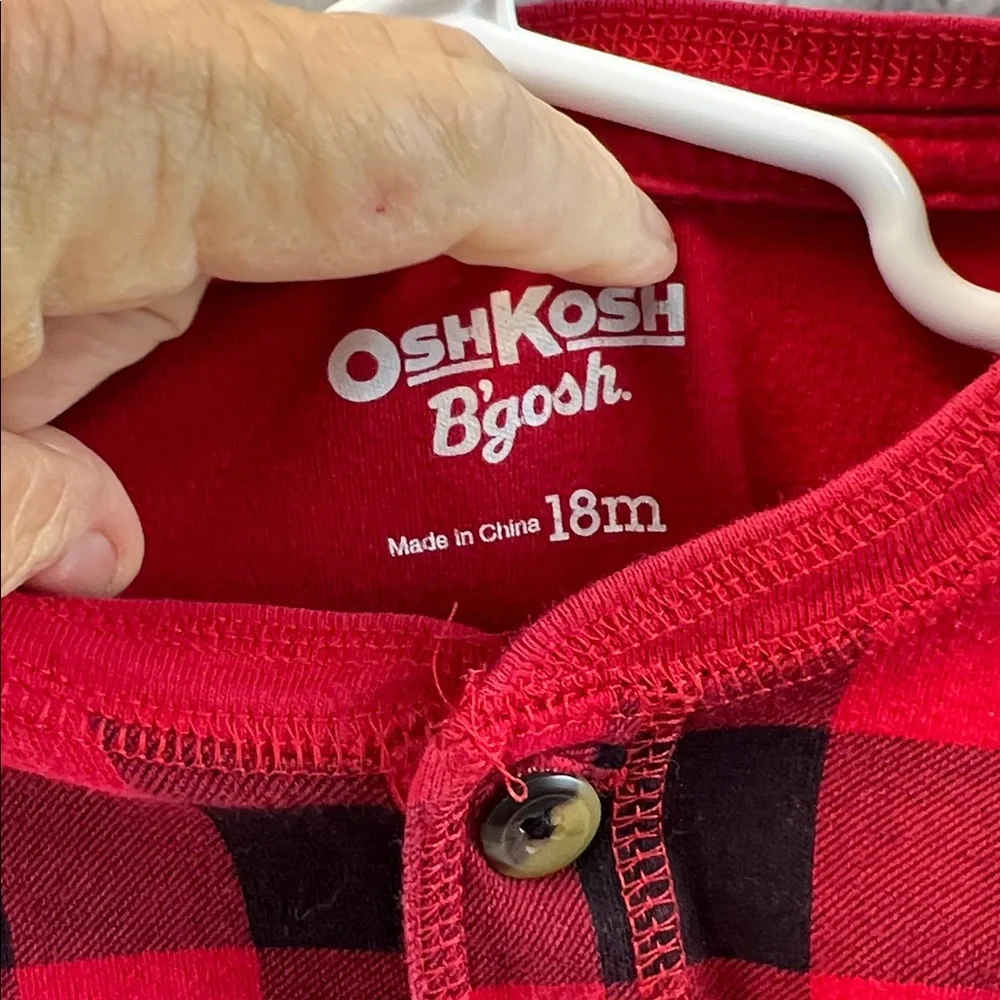 OshKosh B'gosh Red and Black‎ Plaid Baby Onesie